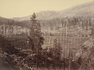 Dam and Lake, Nevada County, Near View by Carleton E. Watkins